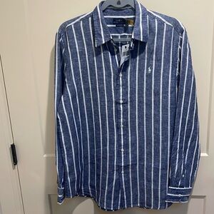 Polo Ralph Lauren Men's Button Down Linen Striped Relaxed Fit